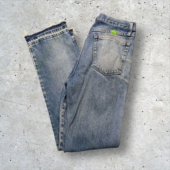 Unbranded Other - Vintage Light Wash Straight Leg Jeans Mens 33x32 Faded Distressed Raw Hem Peace